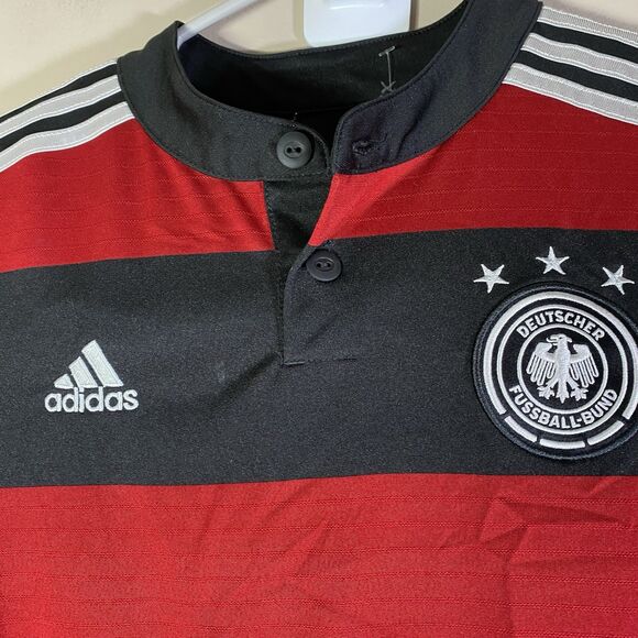 Germany Adidas Away Jersey 2014 World Cup Red Black Stripes Soccer Youth Large - Picture 2 of 12
